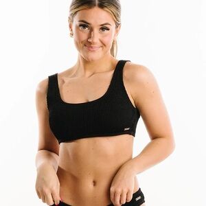 ZYIA Black Ribbed Clasp Back Bikini Top #1366